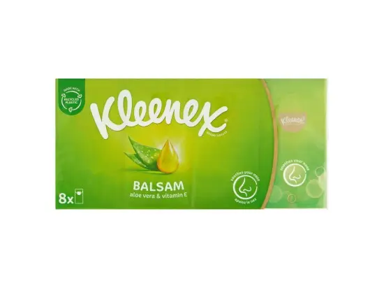 Kleenex Balsam papírové kapesníky 4 vrstvy 8 x 8 ks