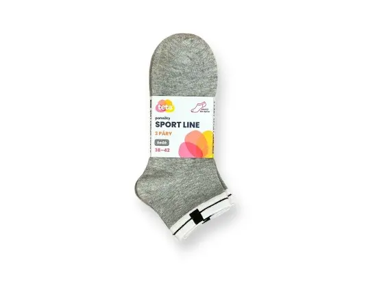 TETA SPORT LINE Bavlněné ponožky 3PACK šedá 35-37