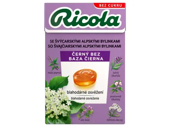 RICOLA Bylinné bonbóny bez cukr černý bez 40 g
