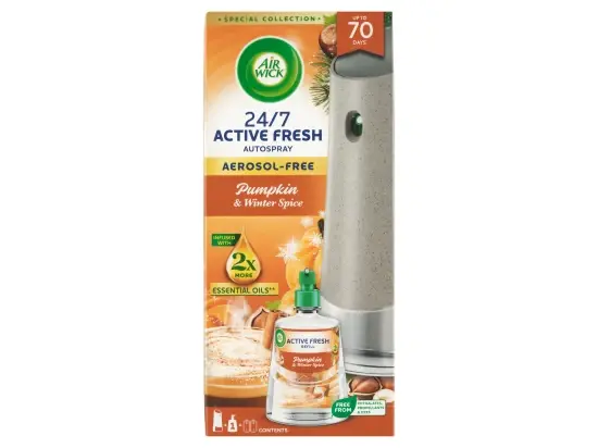 Air Wick Active Fresh automatický difuzér a náplň na vodní bázi dýně a podzimní koření 228 ml