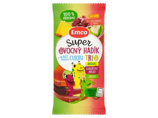 Emco Super ovocný hadík trio ananas granátové jablko jablko 20 g