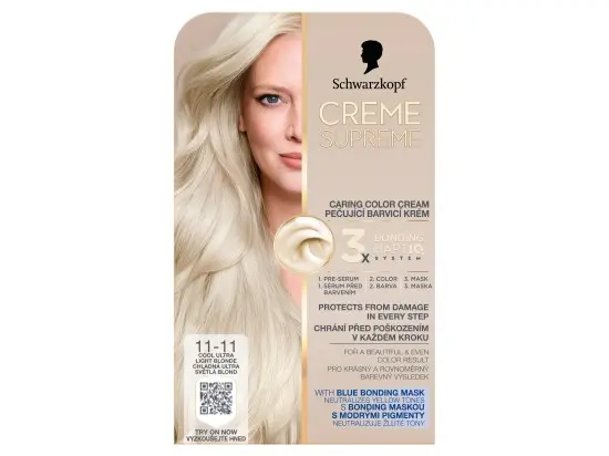Schwarzkopf Creme Supreme pečující barvicí krém 11-11 chladná ultra světlá blond