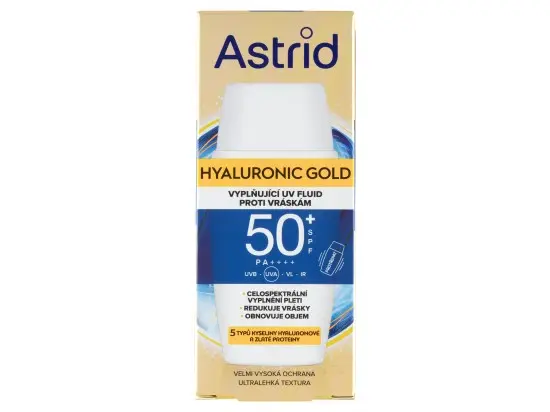 Astrid Hyaluronic Gold vyplňující UV fluid proti vráskám SPF 50+ 50 ml