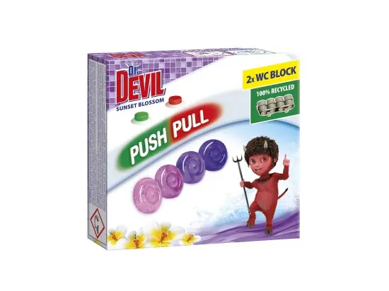 Tomil Dr. Devil WC Push Pull Gel Sunset Blossom WC blok bez košíku, 2 × 20 g