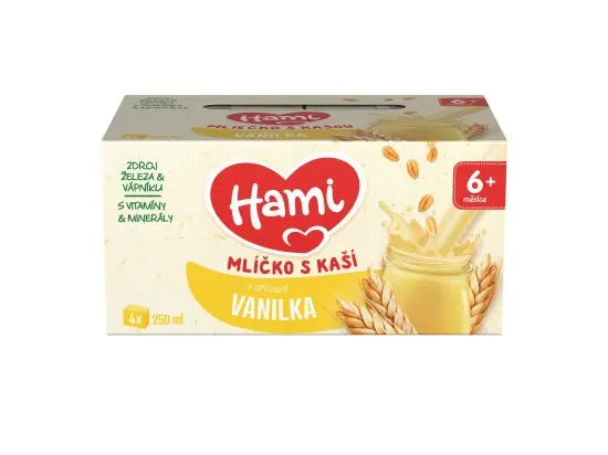 Hami Mlíčko s kaší s příchutí vanilky 4x 250 ml 1000 ml