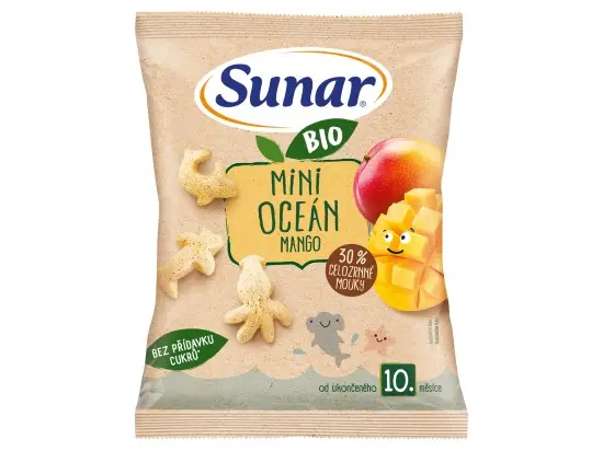 Sunar BIO dětské křupky mini oceán mango 10m+, 18 g