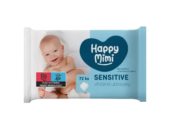 Happy Mimi dětské vlhčené ubrousky Sensitive 72 ks