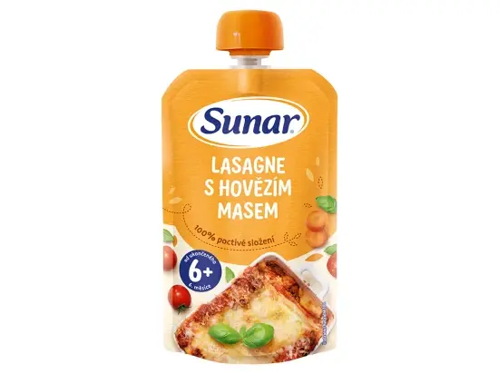 Sunar příkrm lasagne s hovězím masem 6m+, 120 g