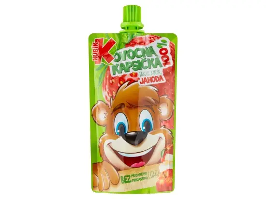 Kubík 100% ovocná kapsička jablko-banán-JAHODA 100 g