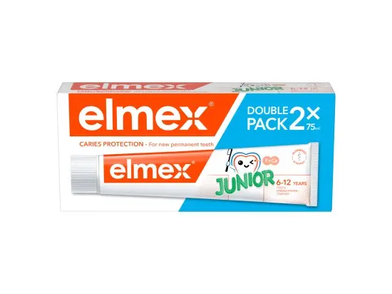elmex® Junior dětská zubní pasta pro děti ve věku 6-12 let duopack 2x 75 ml