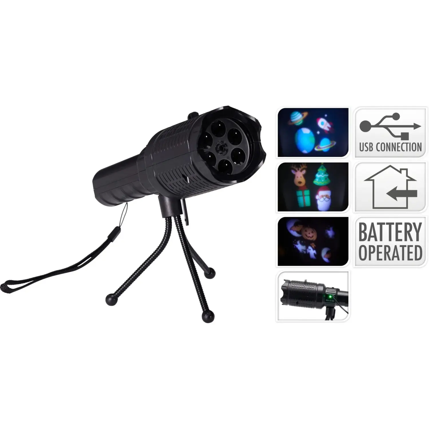 Koopman Interiérový LED projektor vánočních motivů, USB, 16 x 22 cm
