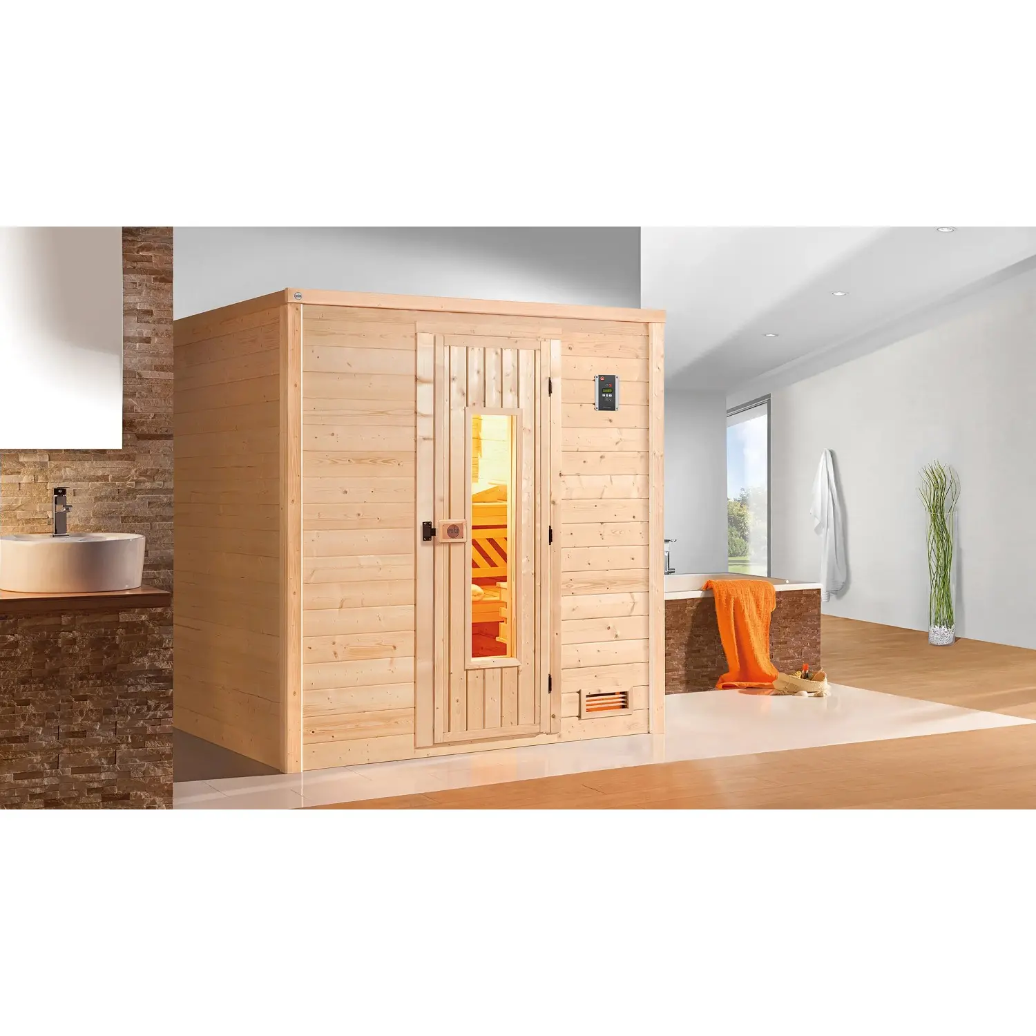 Weka Sauna z masivu 45 mm Bergen 1 s dřevěnými dveřmi
