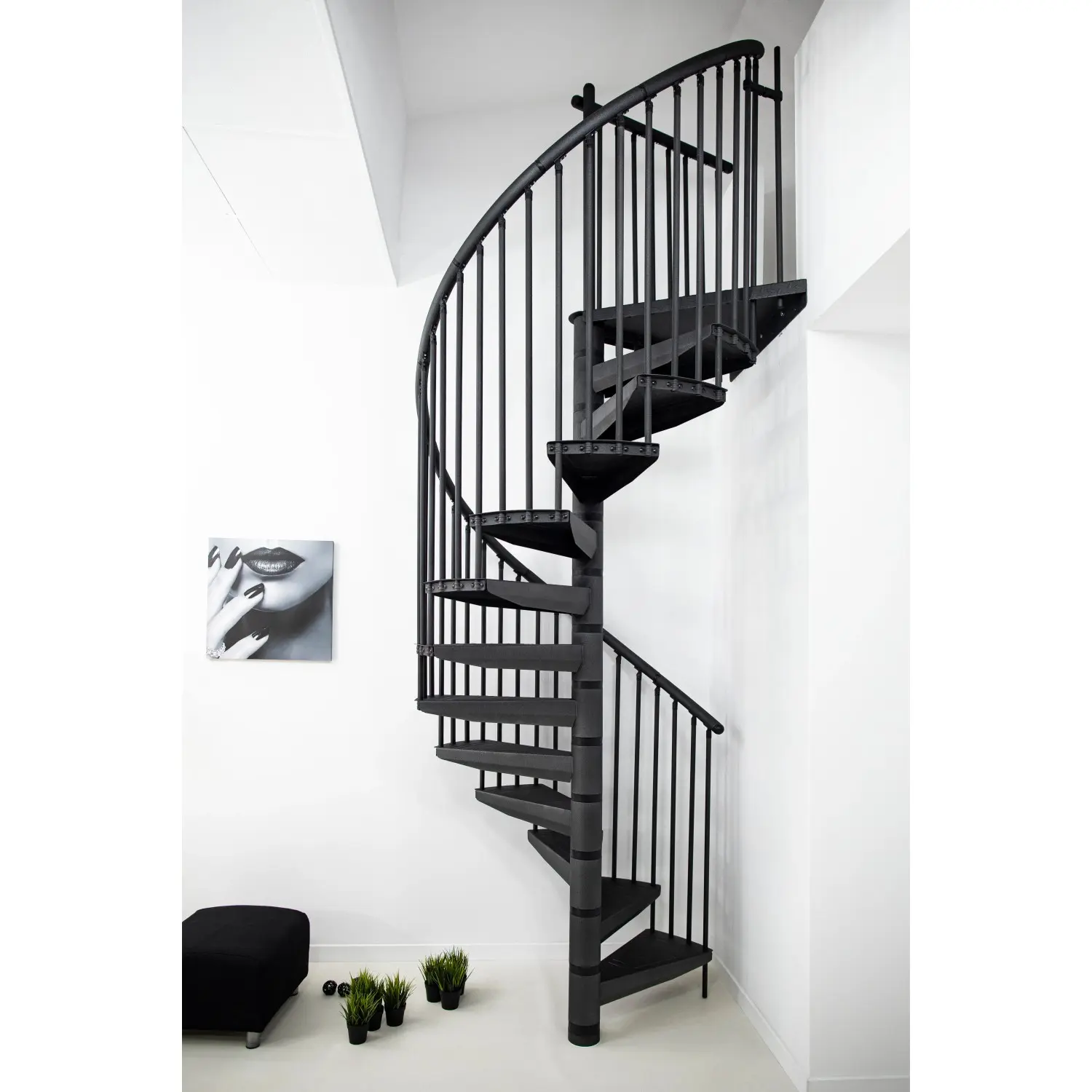 Minka STAIRS Kovové točité schodiště Rondo Color antracitové pr. 160 cm