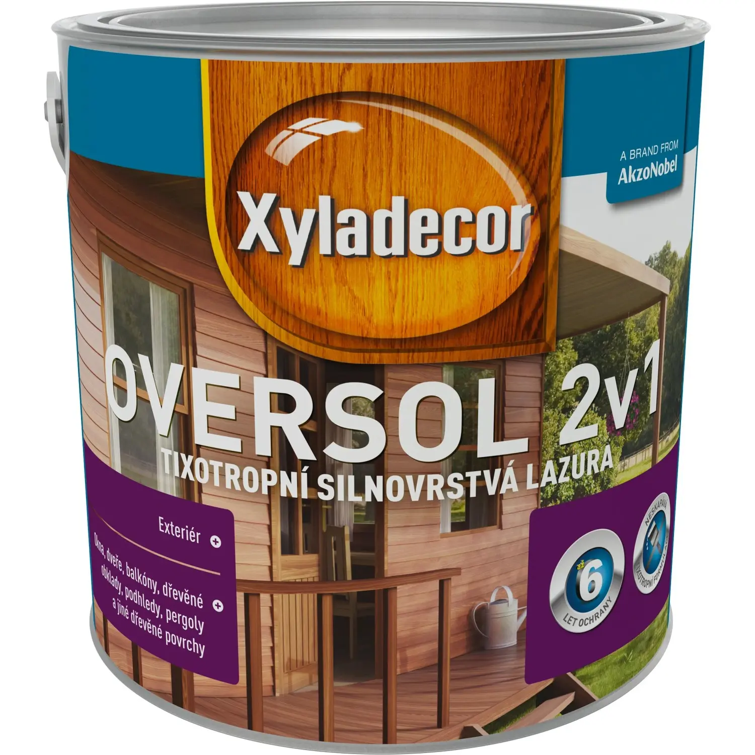 Xyladecor Tixotropní silnovrstvá lazura Oversol 2v1 přírodní dřevo 2,5 l