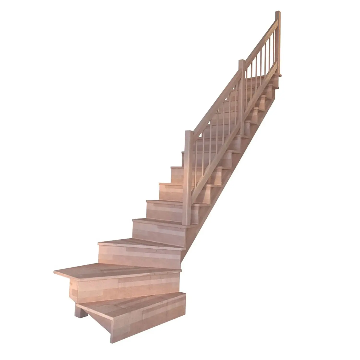 StarWood Schody Lindos bukové pravé 80cm uzavřené dřev. design. zábradlí