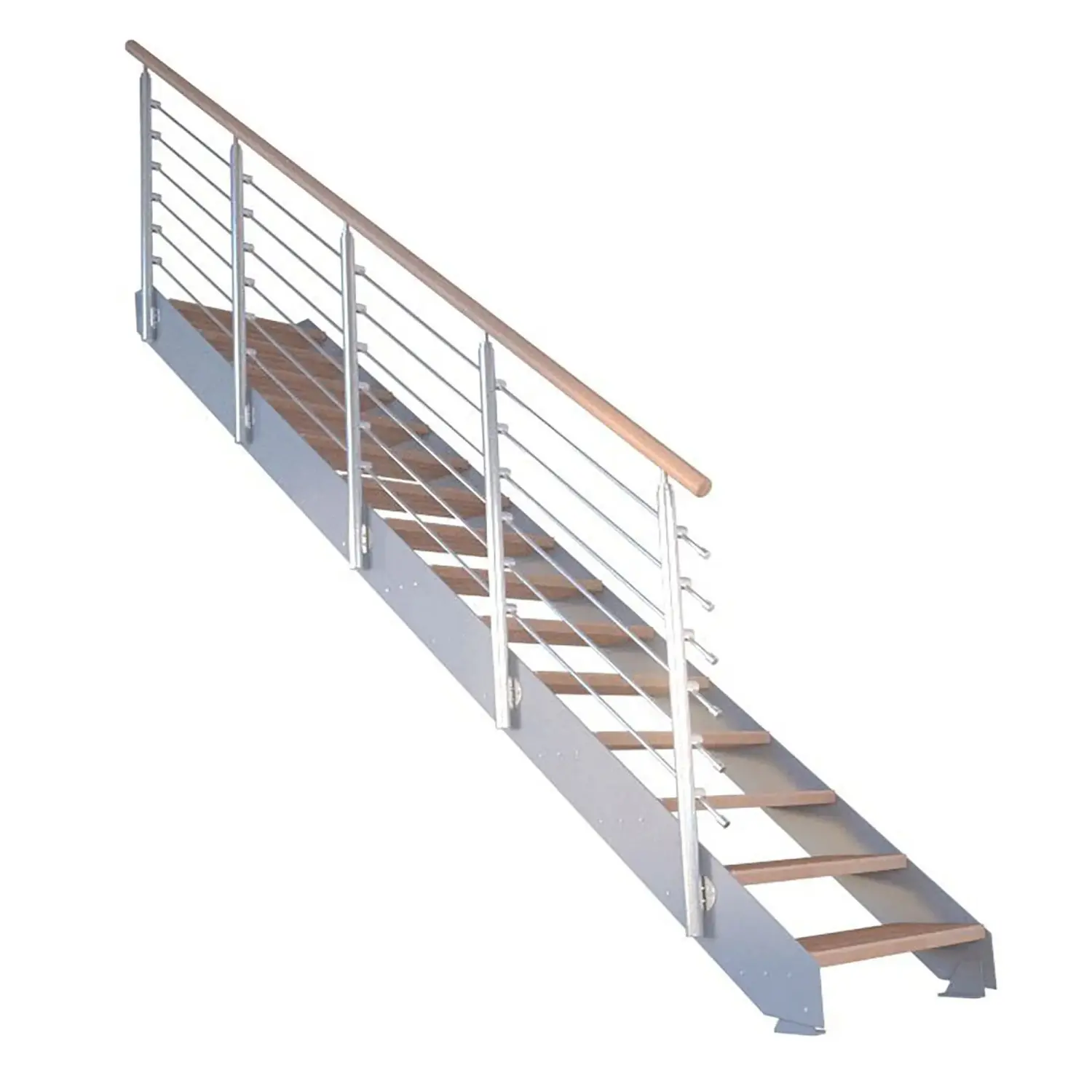 StarWood Kovové schody Kos 10 st. buk olej. 87 cm design. zábradlí šedá
