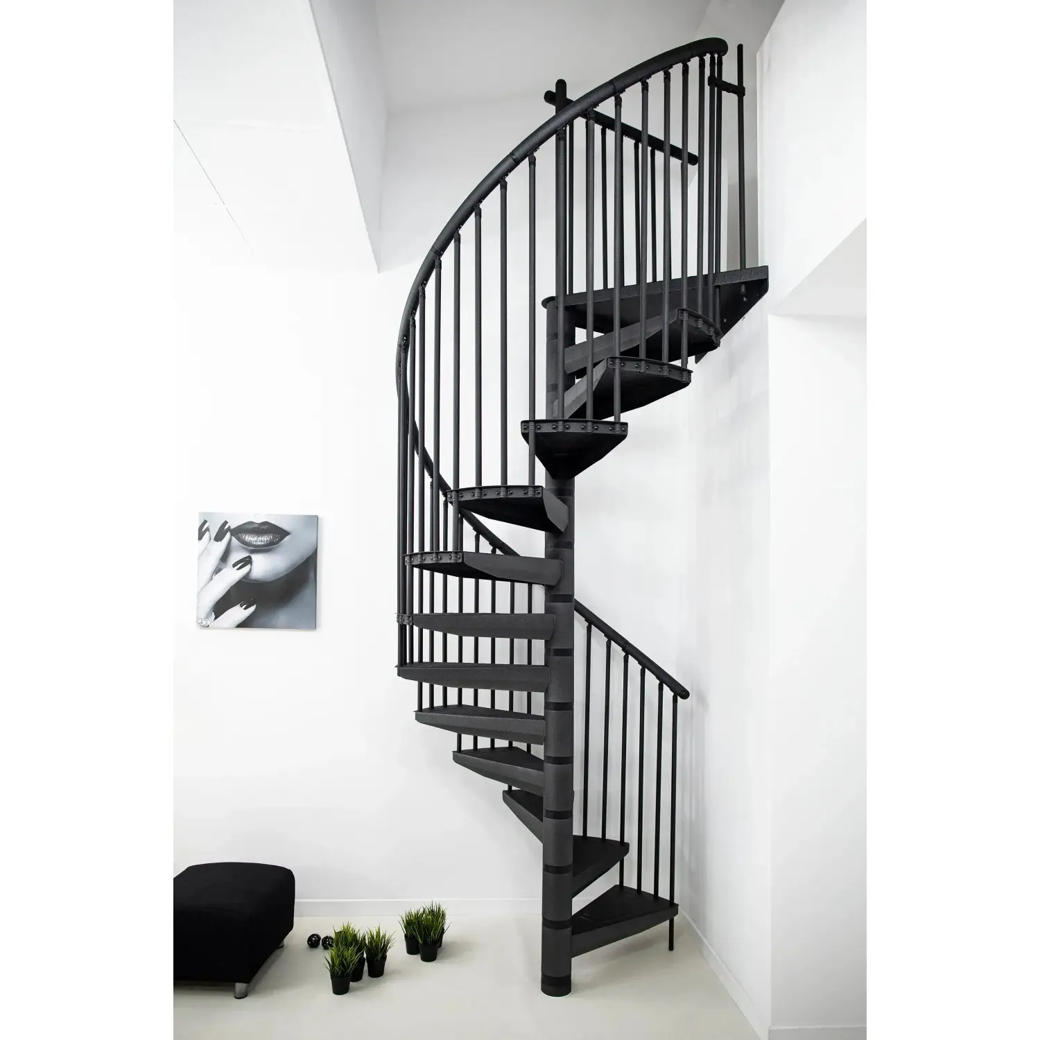 Minka STAIRS Kovové točité schodiště Rondo Color antracitové pr. 120 cm