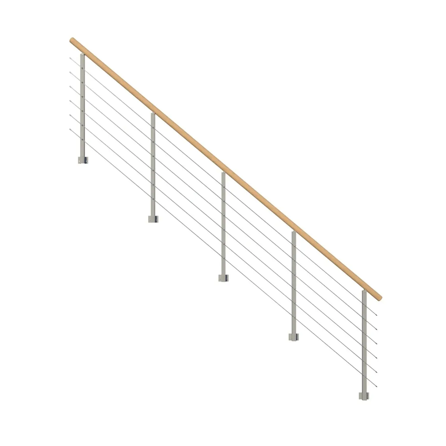 StarWood Kovové zábradlí Kos s oblým dubovým madlem/šedá 475 cm