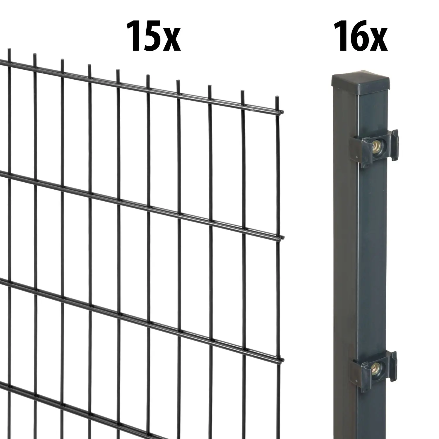 Floraworld Kompletní plotový set 2prut. sl.4×4 zabet., antracit, 123 cm, 30 m
