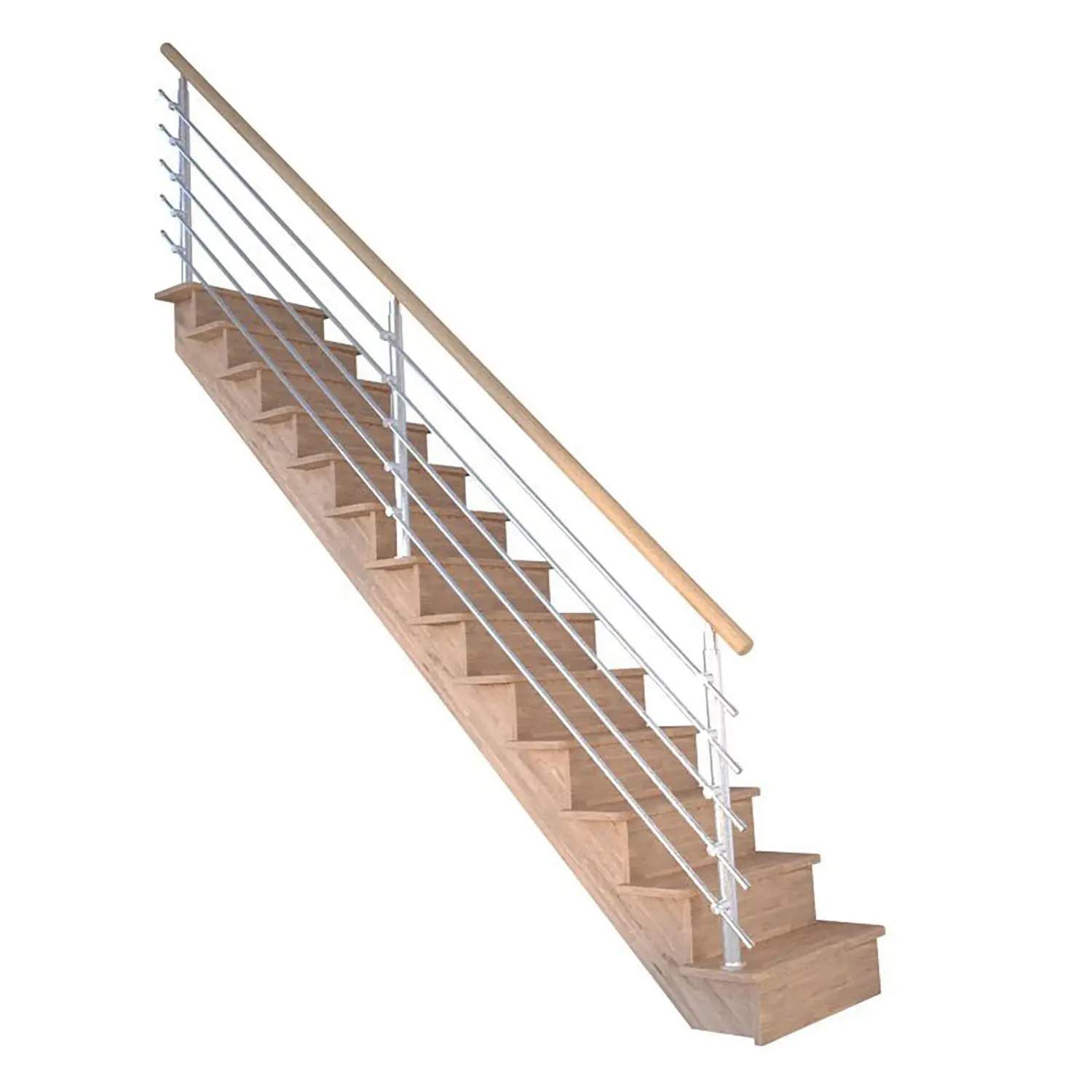 StarWood Schody Lindos dubové rovné 100cm uzavřené design. nerez. zábradlí
