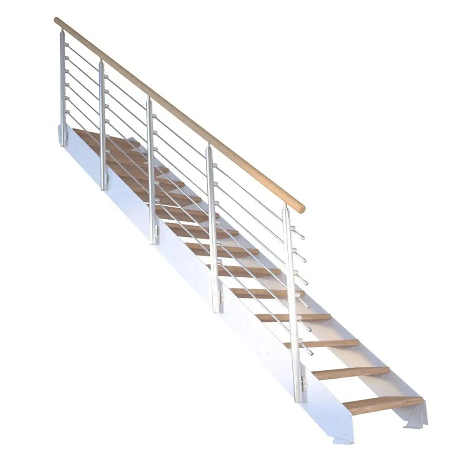StarWood Kovové schody Kos 12 st. dub přír. 87 cm design. zábradlí bílá