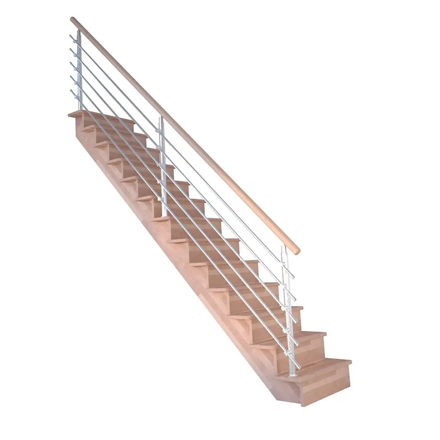 StarWood Schody Lindos Pro bukové rovné 80cm uzavřené design. nerez. zábradlí