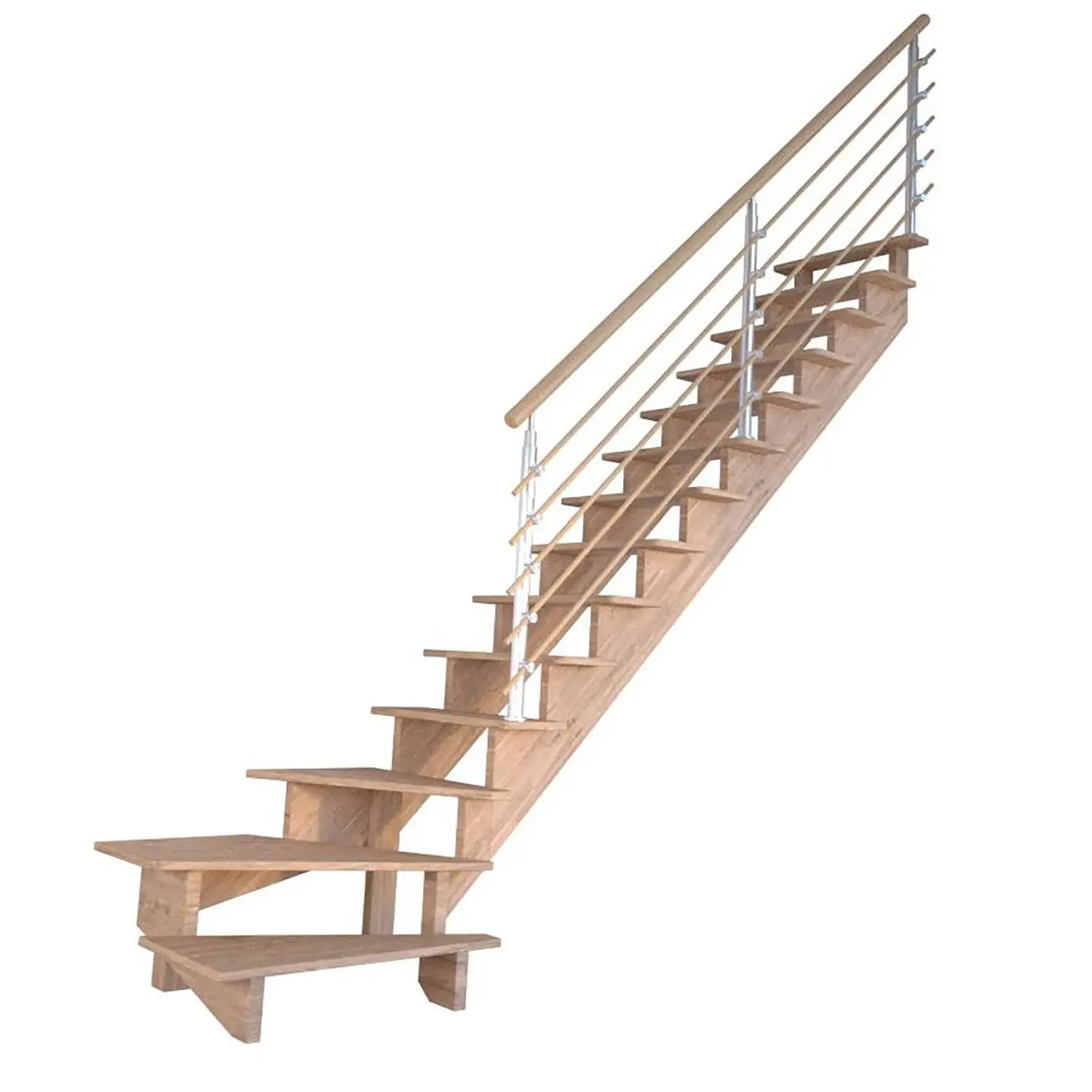 StarWood Schody Lindos dubové pravé 80cm otevřené design. dřev. zábradlí