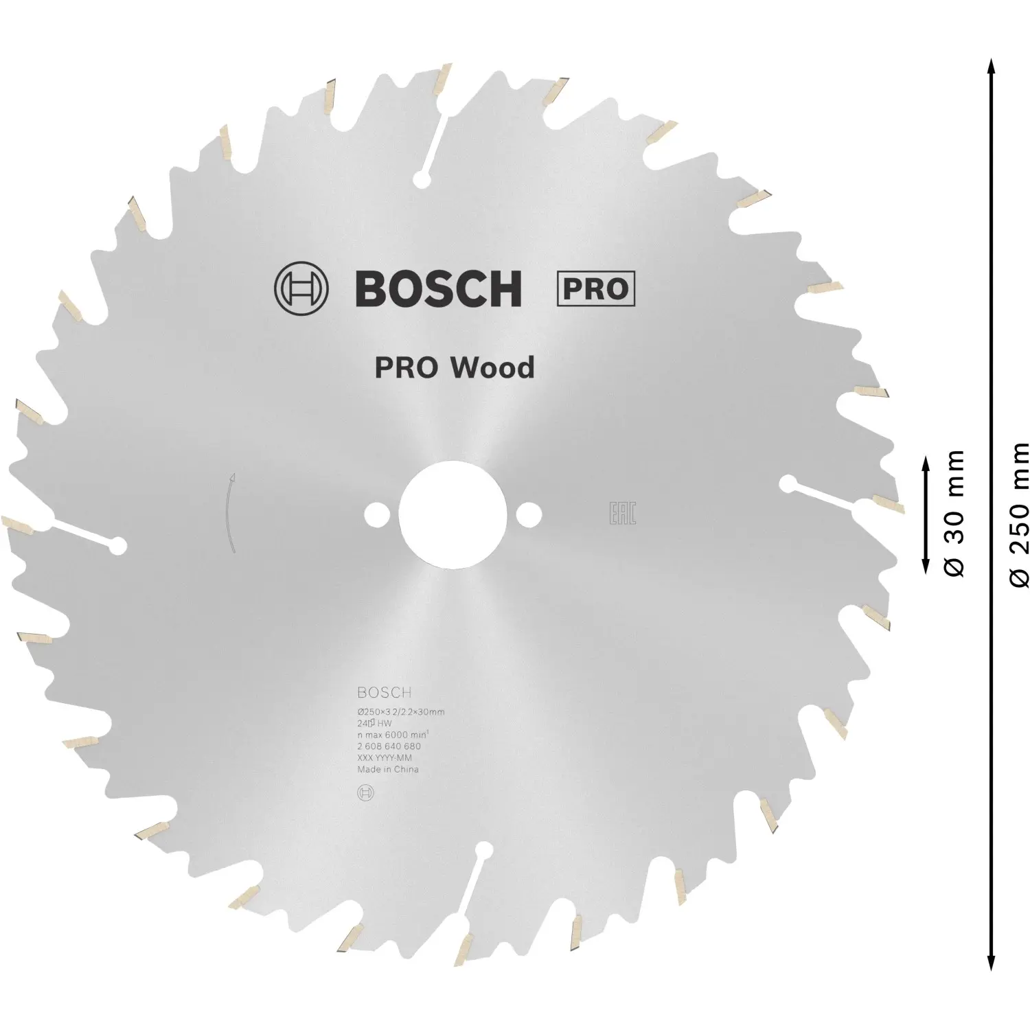 Pilový kotouč Bosch Speedline Wood 250x30 mm/24z.
