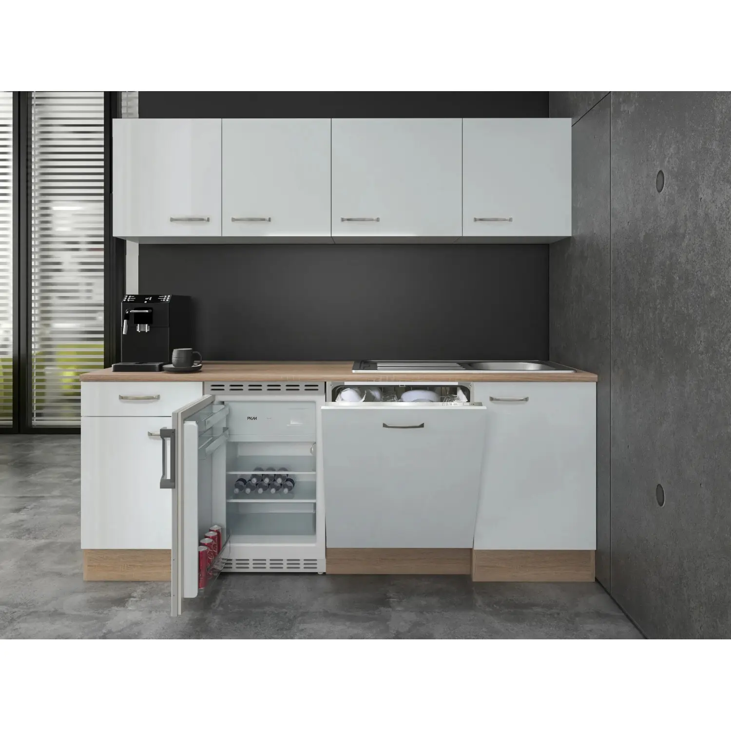 Flex-Well Kuchyně Valero 210 cm/typ 6 - lednice/myčka