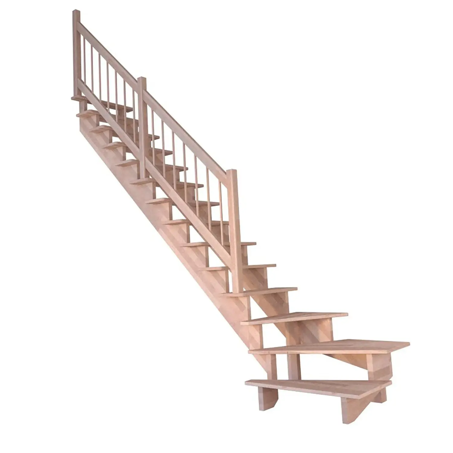 StarWood Schody Lindos Pro bukové levé 80cm otevřené dřev. design. zábradlí