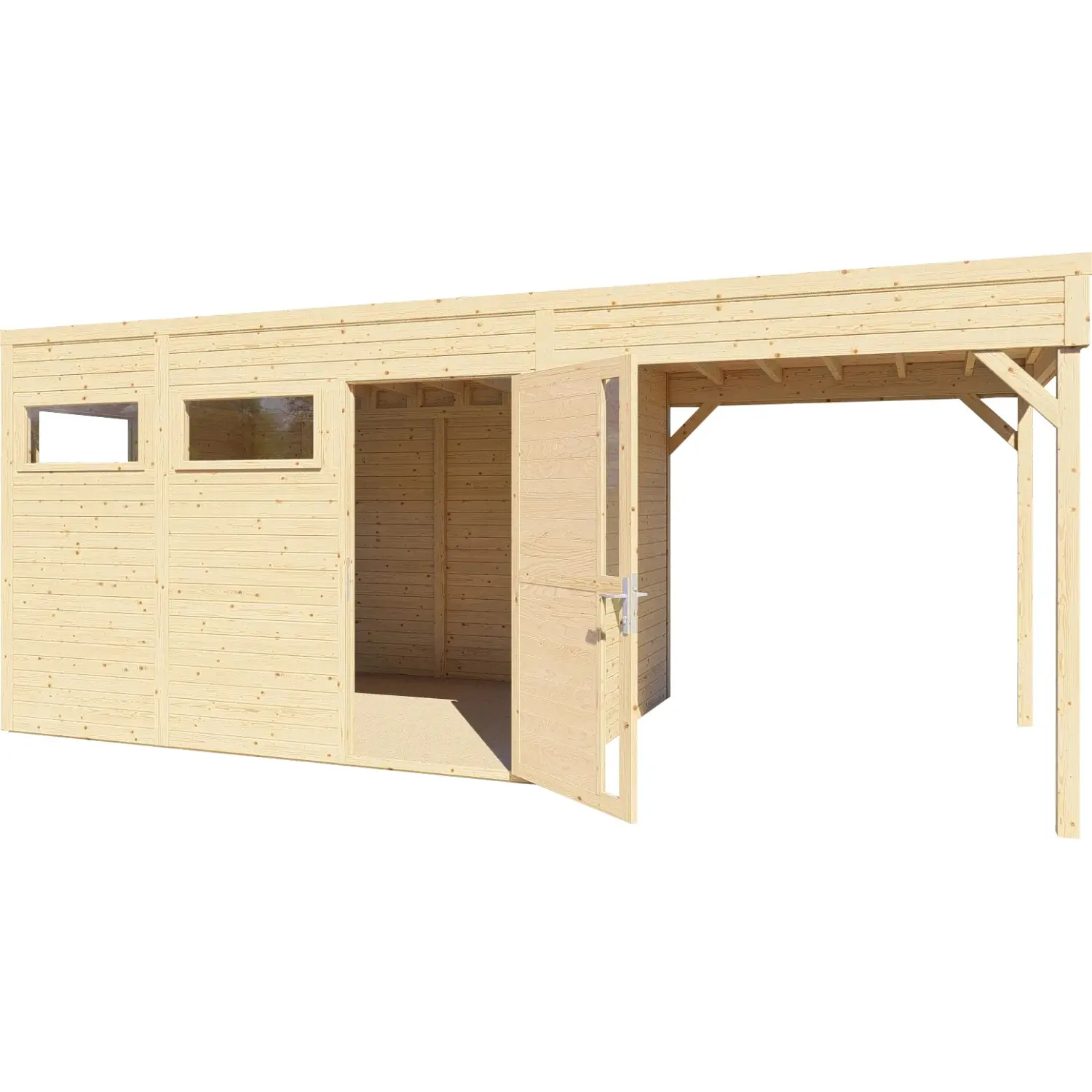Bertilo Dřevěný domek na nářadí Cubus 3 Lounge, přírodní, 559 x 234 cm