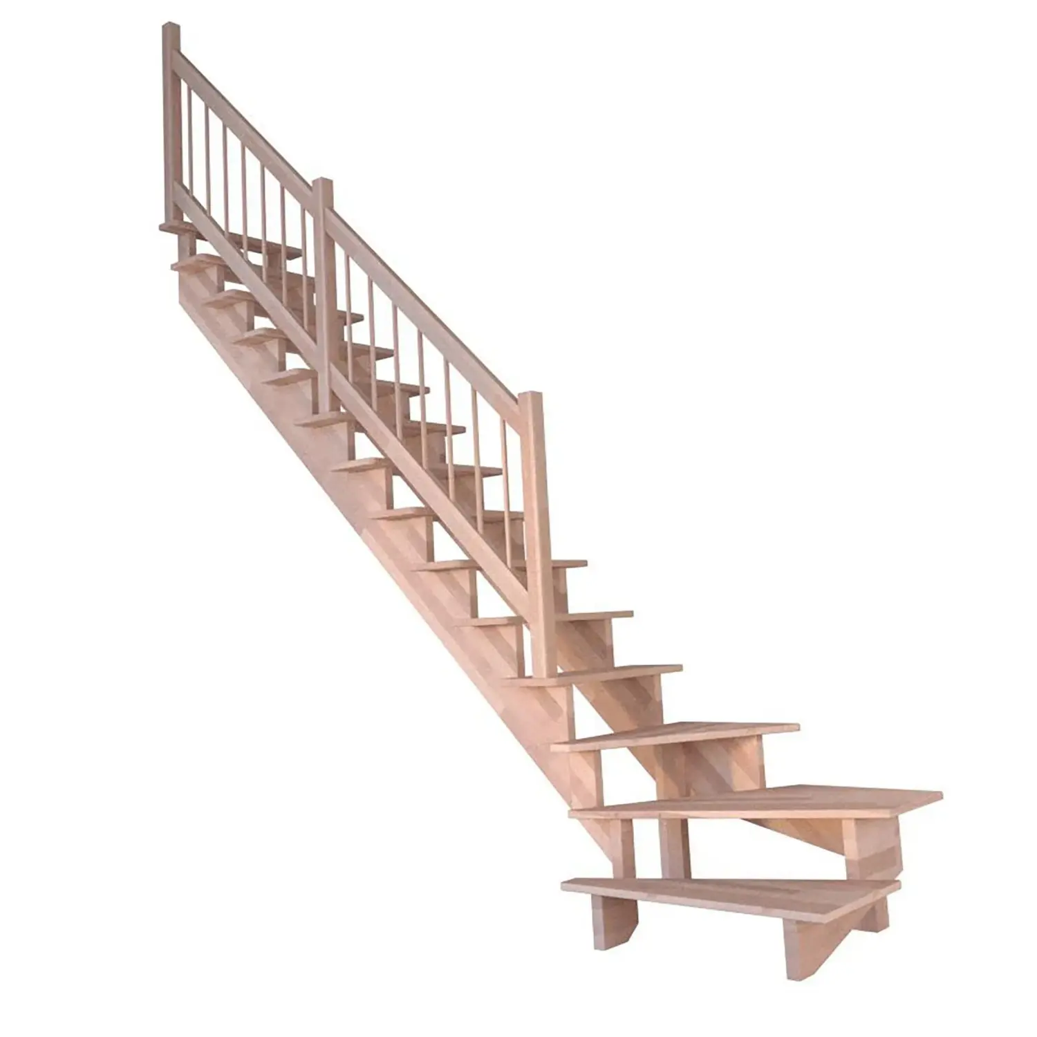 StarWood Schody Lindos Pro bukové levé 100cm otevřené dřev. design. zábradlí