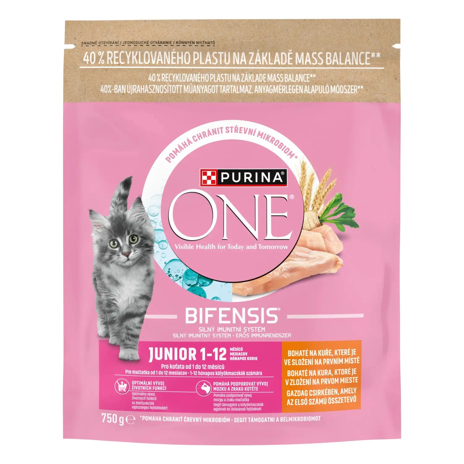 Purina One Granule pro kočky Junior Bifensis s kuřetem 750 g