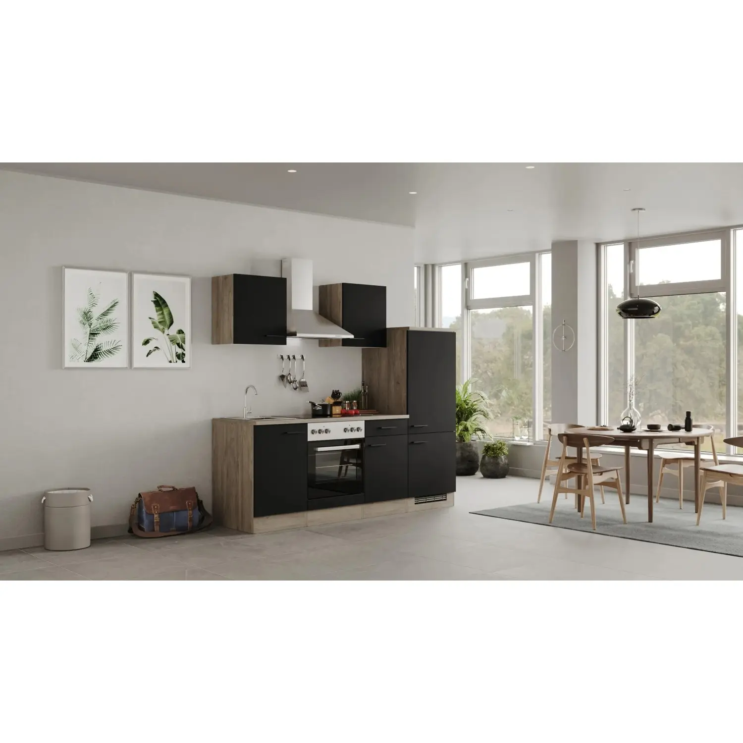 Flex-Well Kuchyně Capri 220 cm/typ 2 - lednice/trouba/varná deska/digestoř