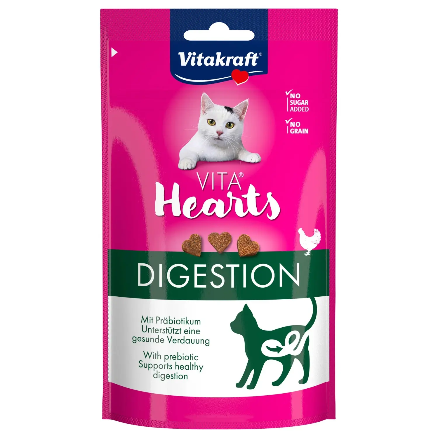 Vitakraft Pochoutka pro kočky Vita Hearts Digestion s kuřecím, 40 g