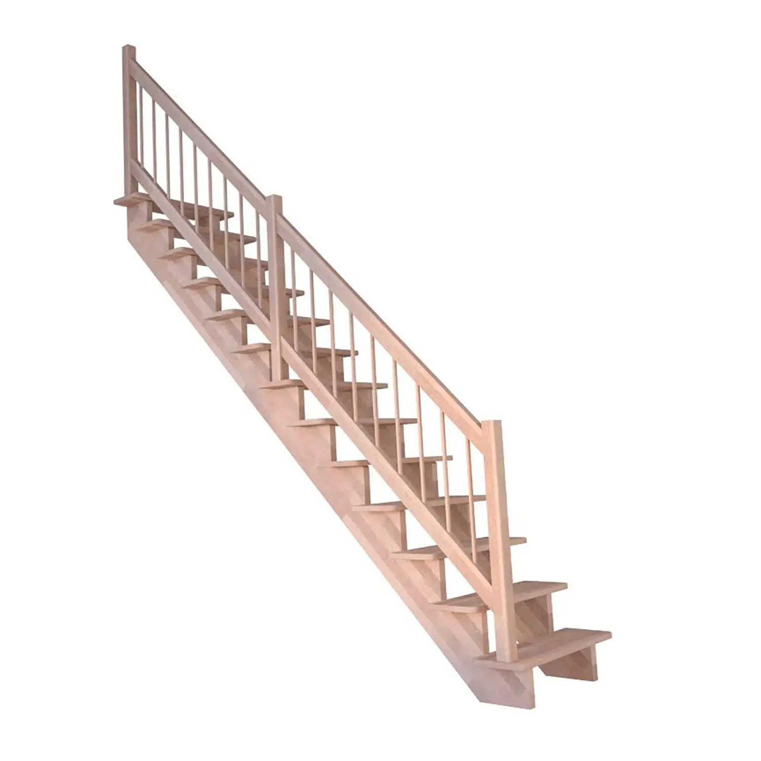 StarWood Schody Lindos bukové rovné 100cm otevřené dřev. design. zábradlí