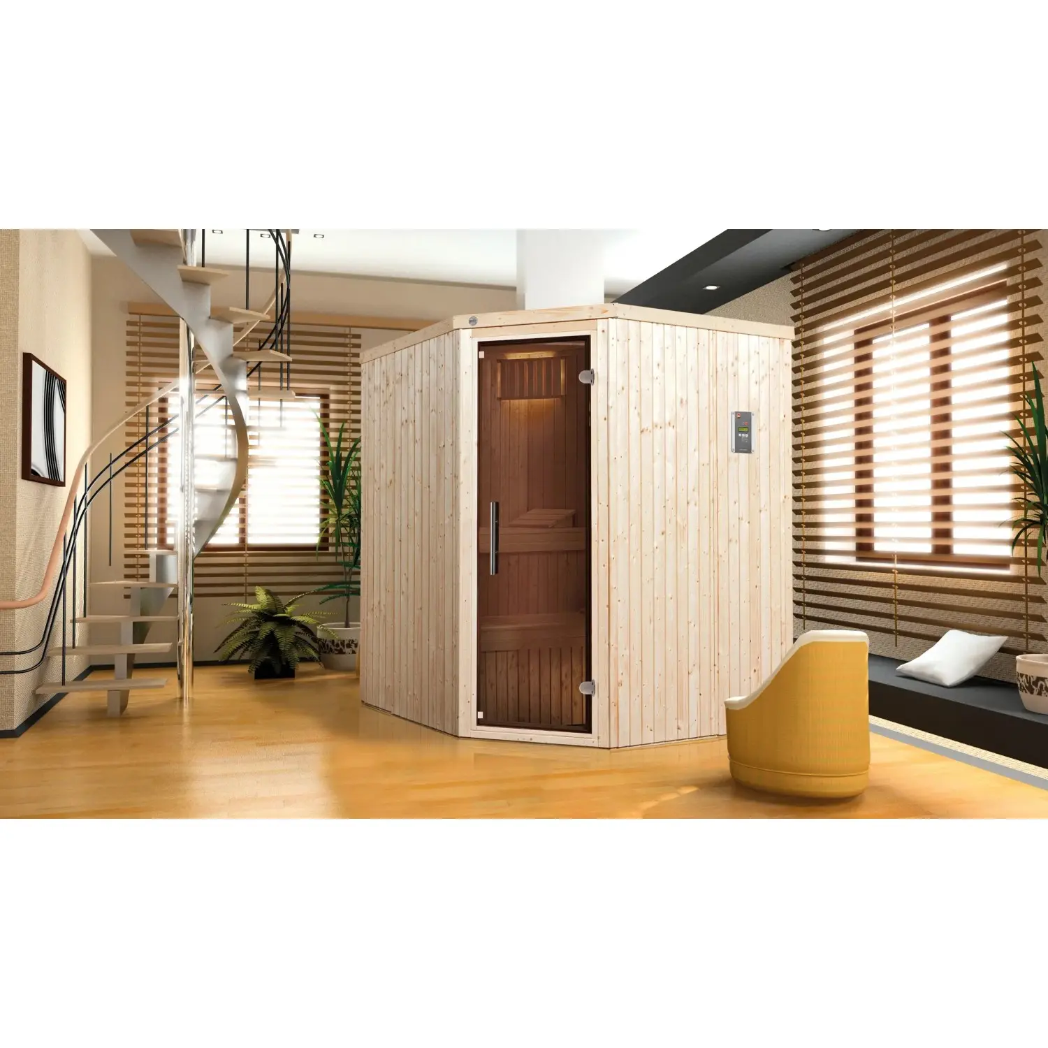 Weka Sauna Kiruna 2 kamna BioS integrované ovládání skleněné dveře grafitové