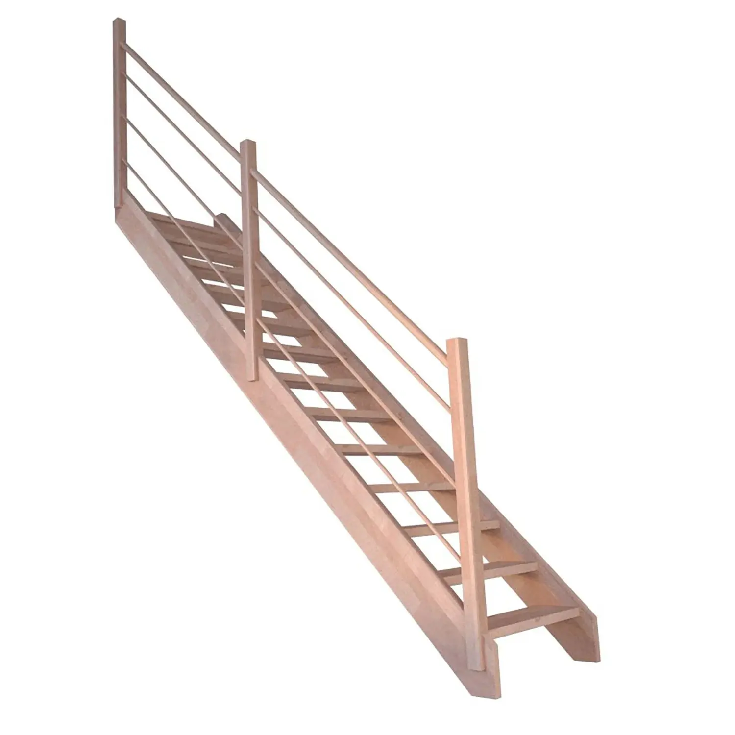 StarWood Schody Mykonos Pro bukové rovné 80cm otevřené dřev. design. zábradlí L