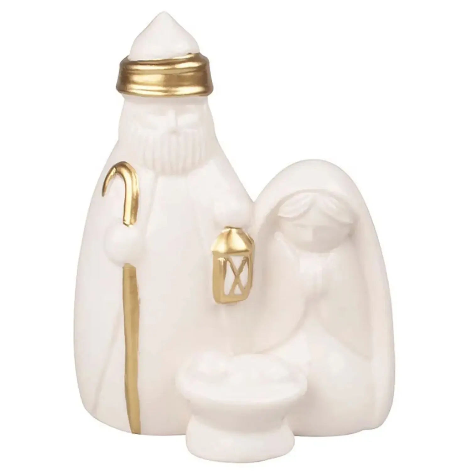 Anděl Přerov Svatá rodina porcelánová se zlatým dekorem 9 x 12 x 6 cm