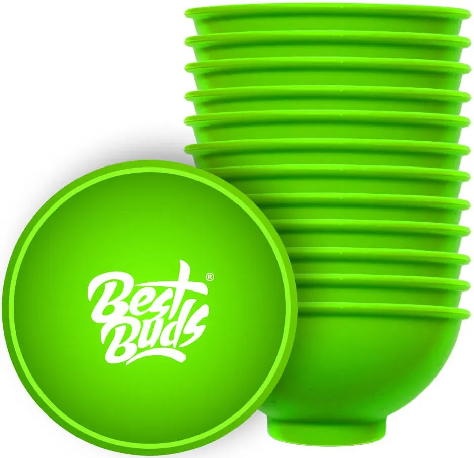 Best Buds Silikonová miska na míchání 7 cm, zelená s bílým logem