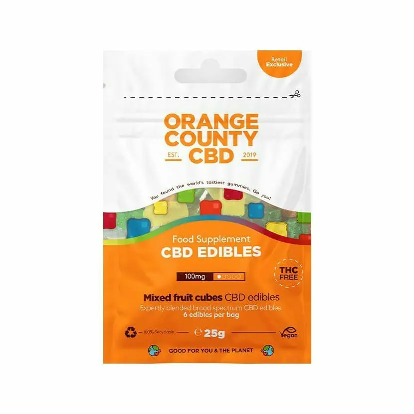 Orange County CBD Cubes, mini cestovní balení, 100 mg CBD, 6 ks, 25 g