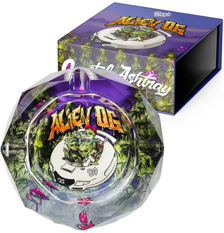 Best Buds Křišťálový popelník s dárkovou krabičkou, Alien OG