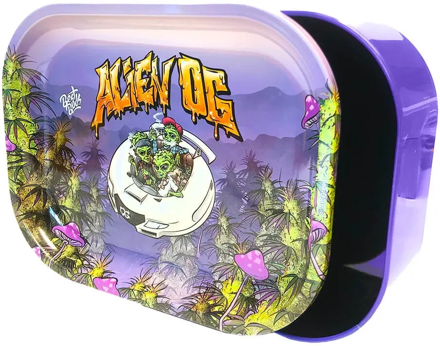 Best Buds Tenký rolovací tácek s úložným prostorem, Alien OG