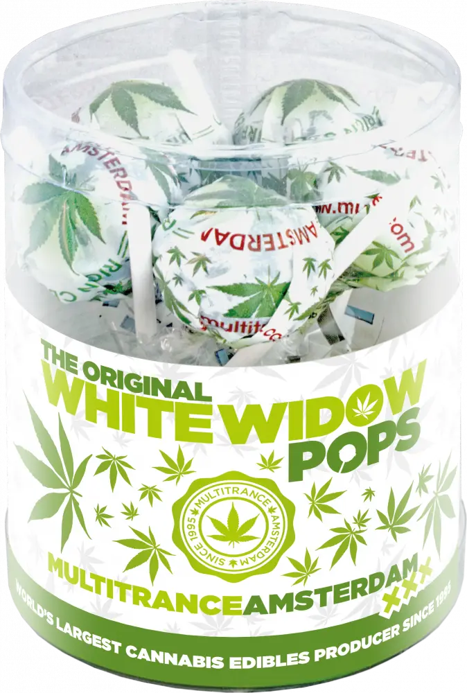 Cannabis White Widow Pops Konopná Lízátka - Dárkové balení ( 10 lízátek ), 24 balení v boxu, 4320 g