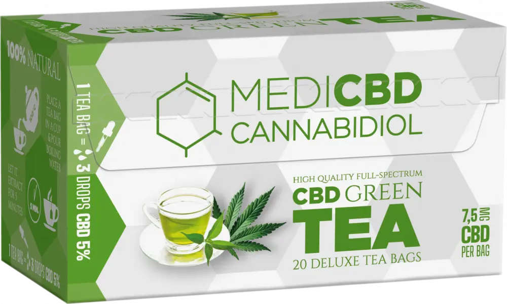 MediCBD Zelený čaj (krabička 20 sáčků), 7,5 mg CBD, 30 g