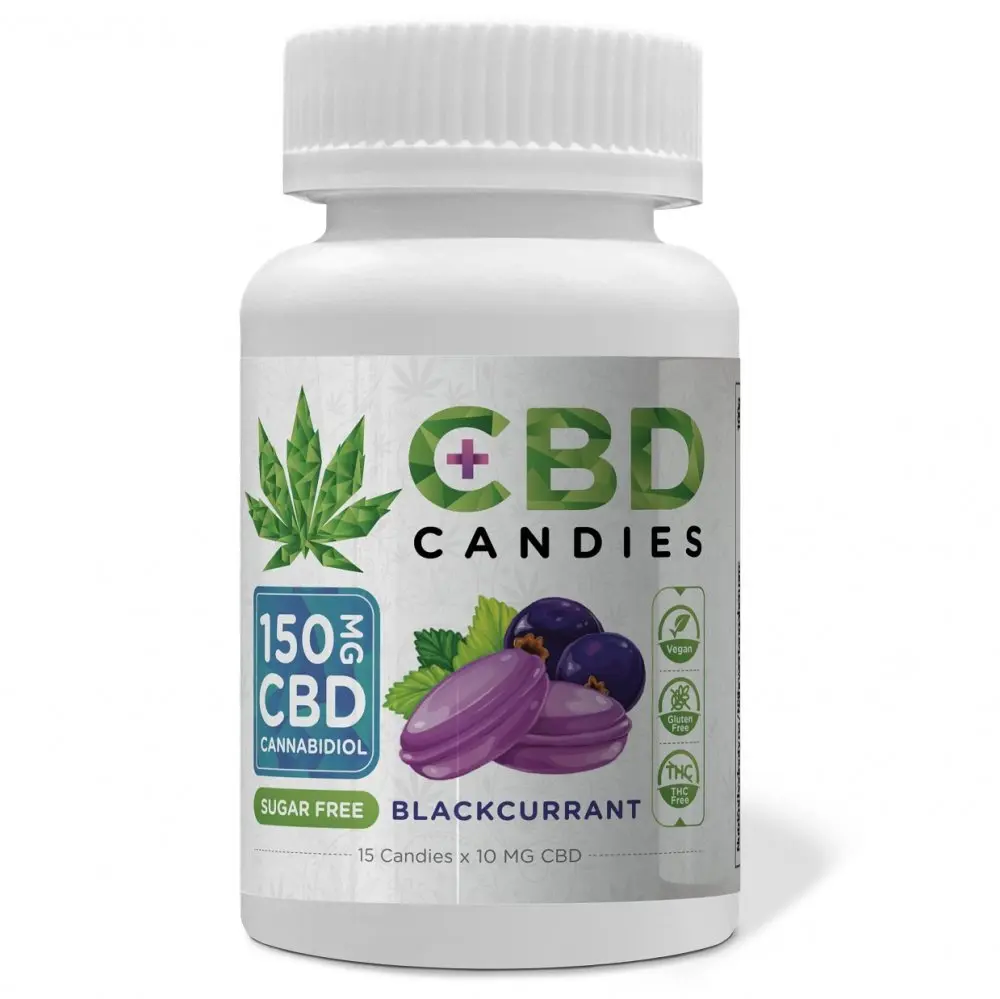 Euphoria CBD Bonbóny Černý rybíz 150 mg CBD, 15 ks x 10 mg, 100 g