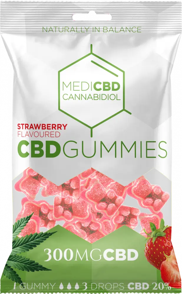 MediCBD Jahodové CBD Gumové Medvídky (300 mg), 40 sáčků v balení, 4000 g