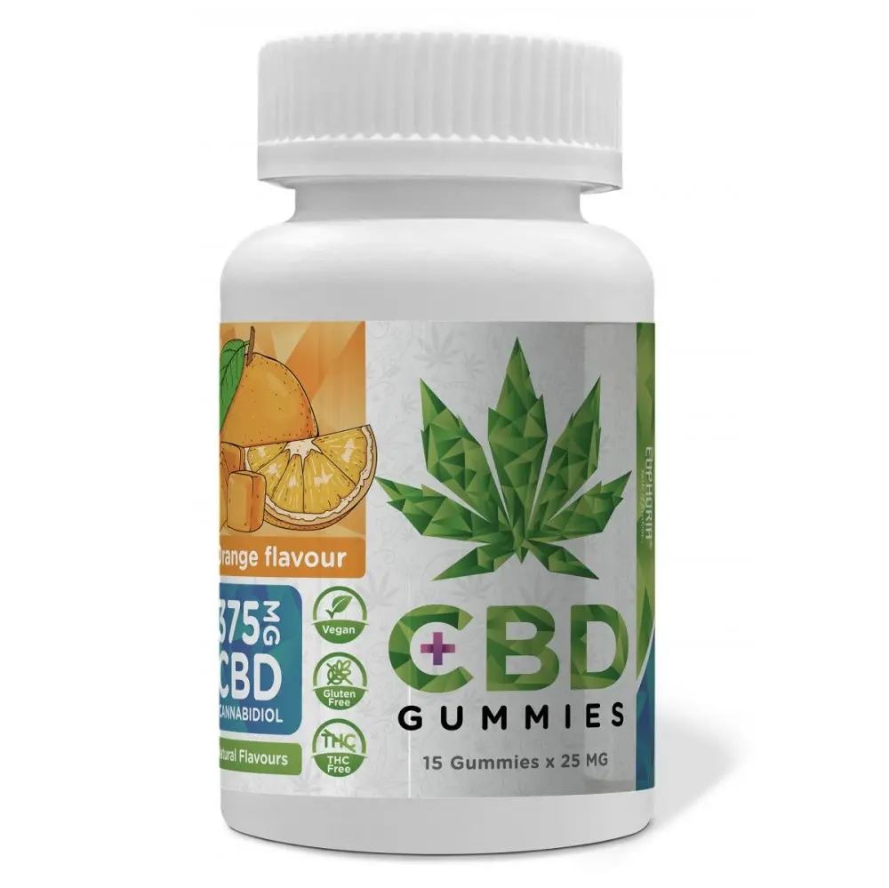 Euphoria CBD Gummies bonbóny Pomeranč 375 mg CBD, 15 ks x 25 mg, 45 g
