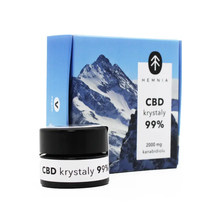 Hemnia CBD konopné krystaly 99 %, 10 000 mg CBD, 10 gramů