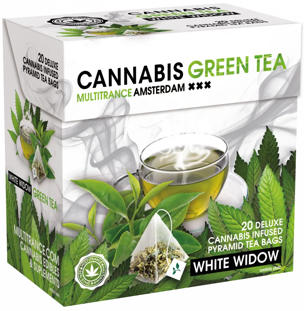 Zelený čaj Cannabis White Widow (krabička 20 pyramidových sáčků), 30 g
